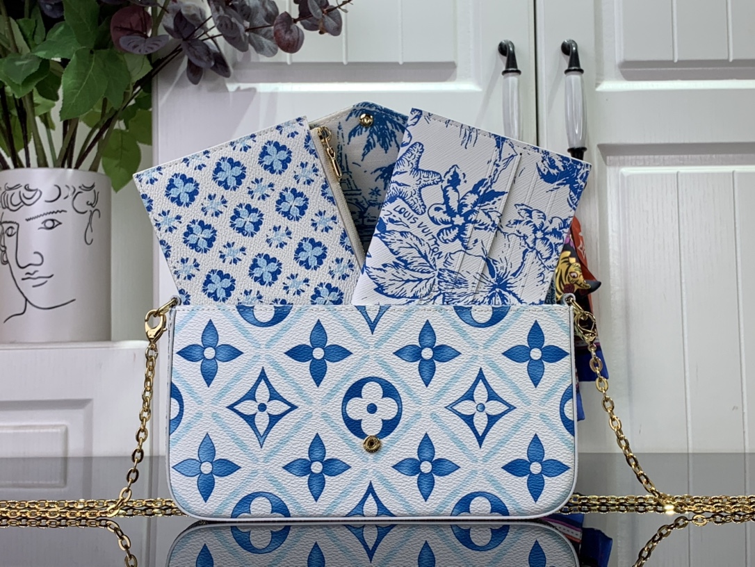Bagsaaa L0vis Vvtt0n M11459 New Pochette Félicie Bag Lagoon Blue - 21 x 12 x 3 cm
