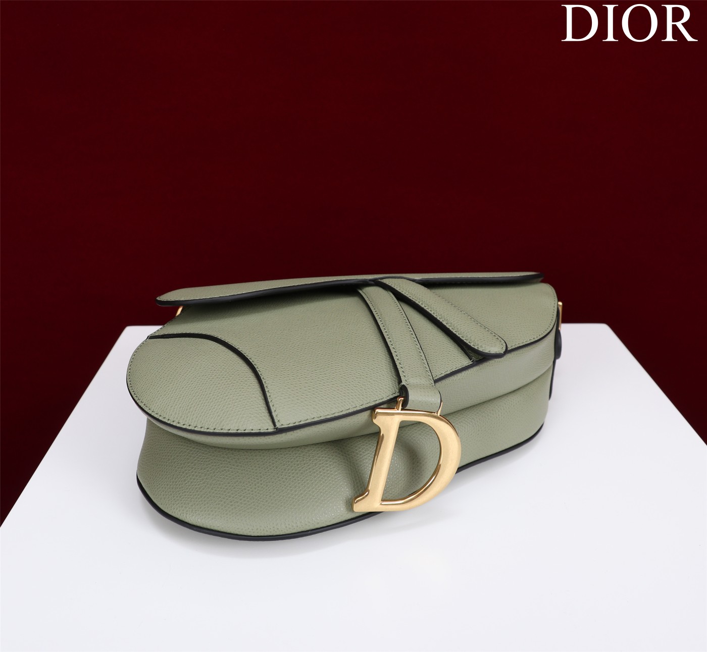 Bagsaaa D10r Saddle Bag with Strap Cedar Green Grained Calfskin - 25.5 x 20 x 6.5 cm