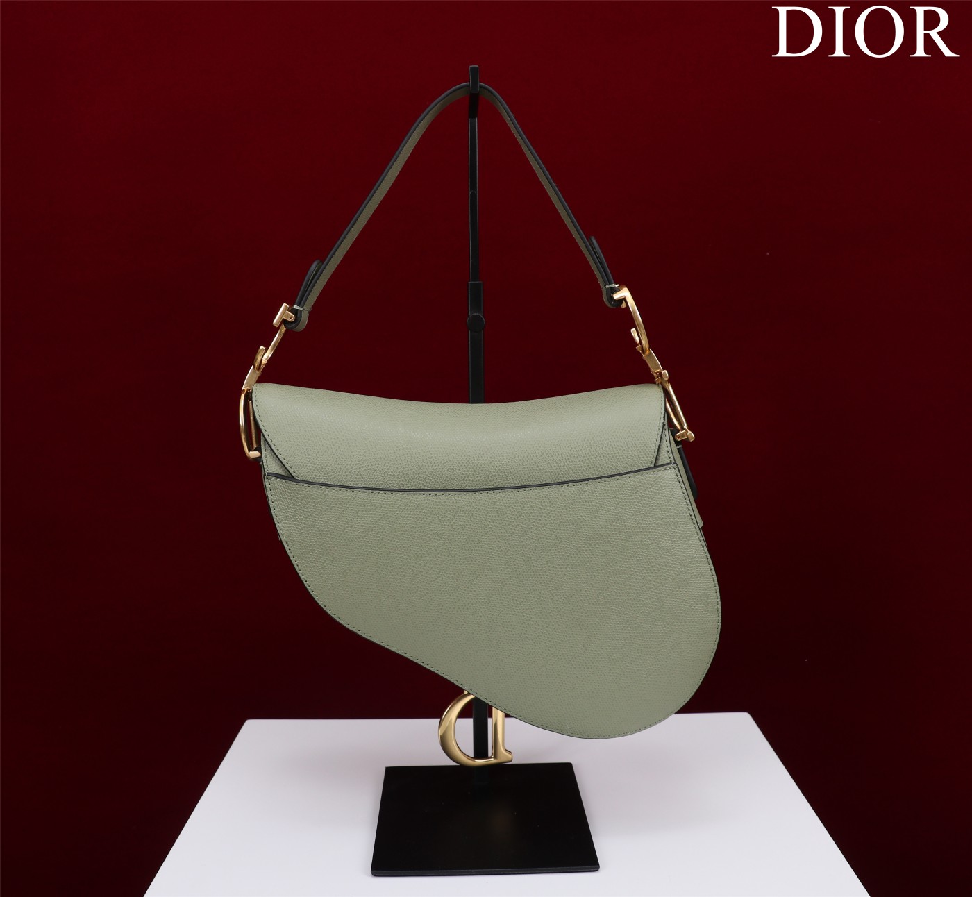 Bagsaaa D10r Saddle Bag with Strap Cedar Green Grained Calfskin - 25.5 x 20 x 6.5 cm