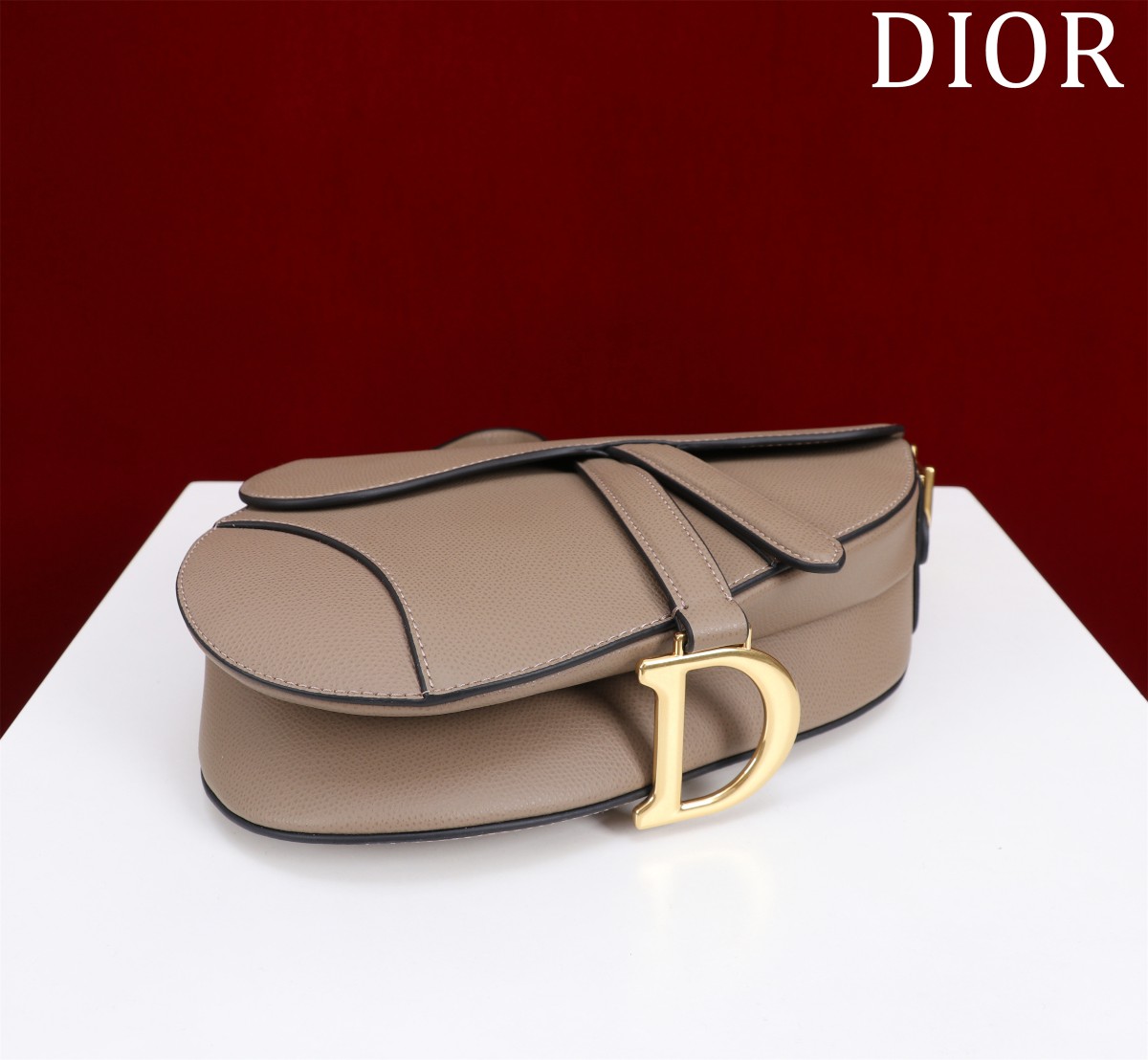 Bagsaaa D10r Saddle Bag with Strap Taupe Grained Calfskin - 25.5 x 20 x 6.5 cm