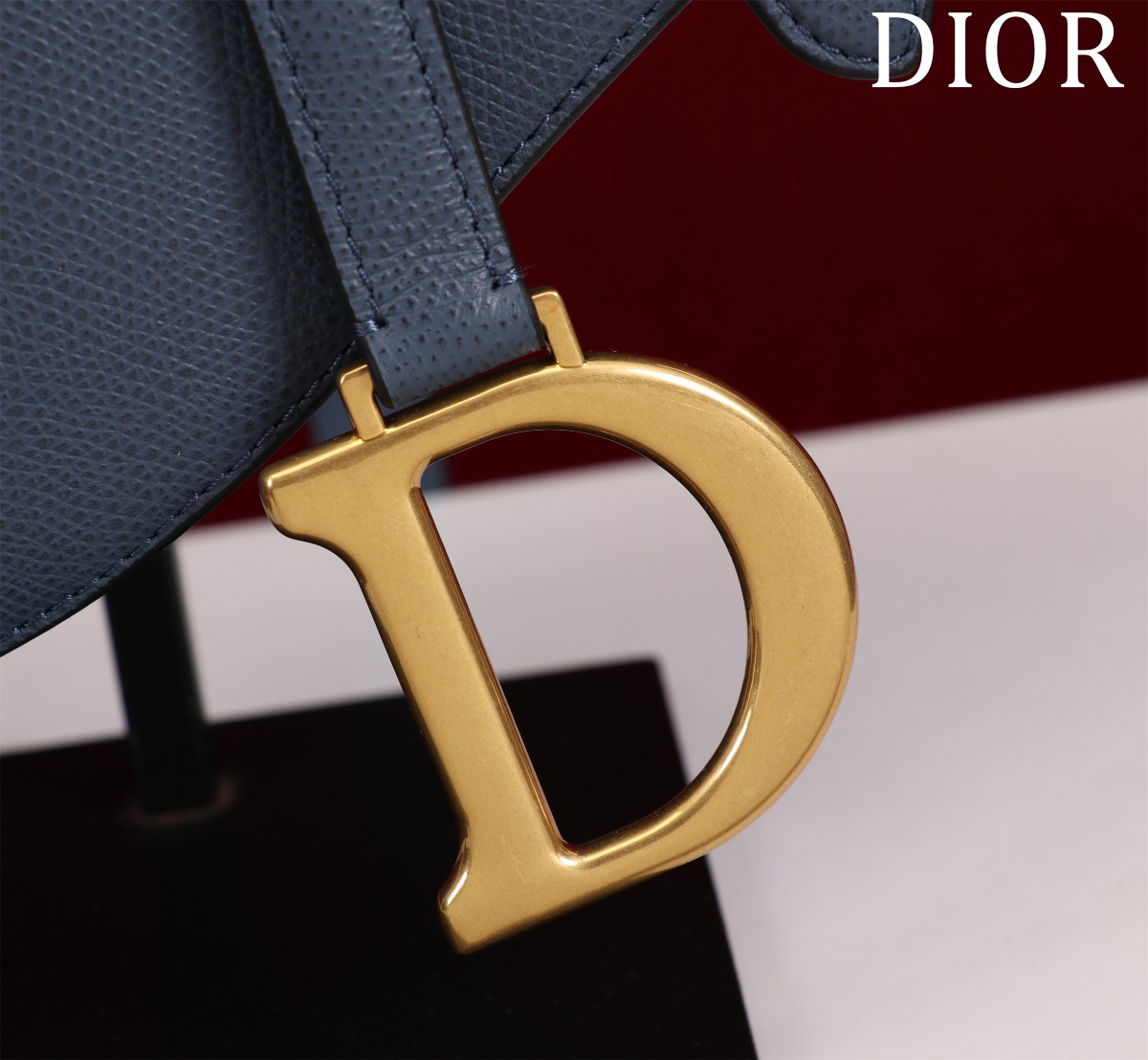 Bagsaaa D10r Saddle Bag with Strap Navy Blue Grained Calfskin - 25.5 x 20 x 6.5 cm