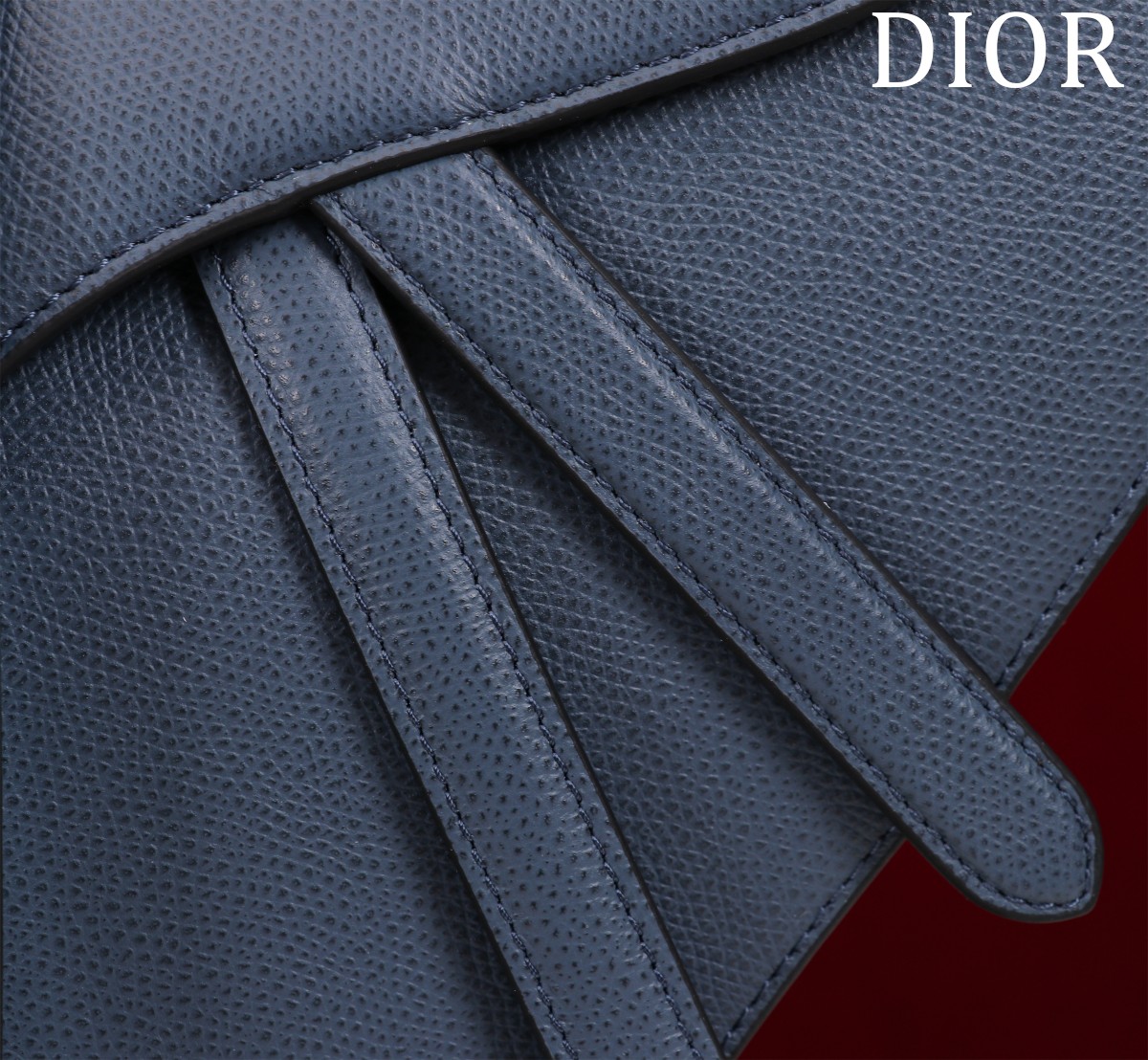 Bagsaaa D10r Saddle Bag with Strap Navy Blue Grained Calfskin - 25.5 x 20 x 6.5 cm