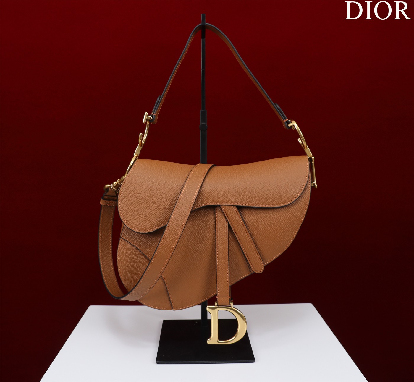 Bagsaaa D10r Saddle Bag with Strap Brown Grained Calfskin - 25.5 x 20 x 6.5 cm