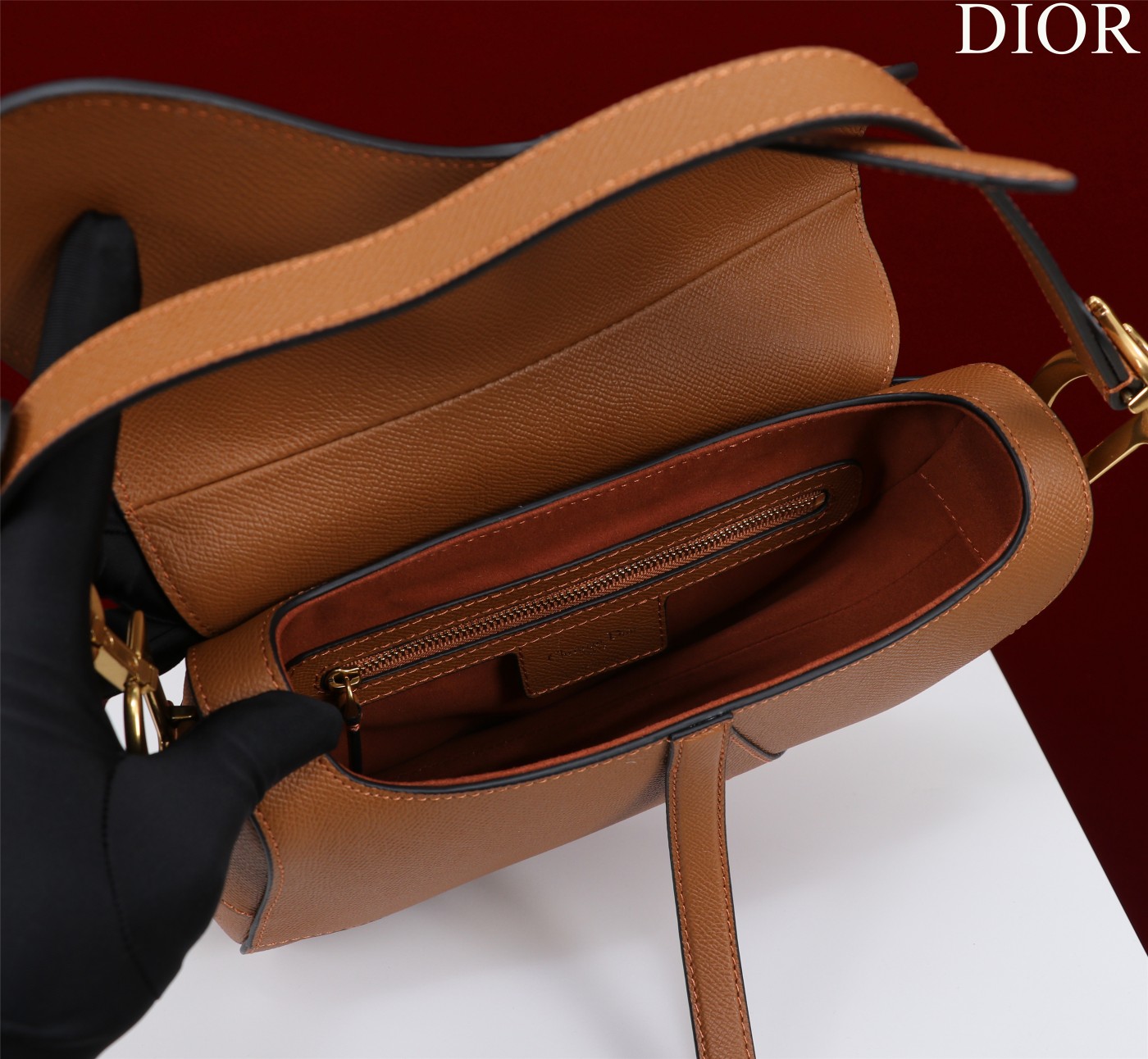 Bagsaaa D10r Saddle Bag with Strap Brown Grained Calfskin - 25.5 x 20 x 6.5 cm