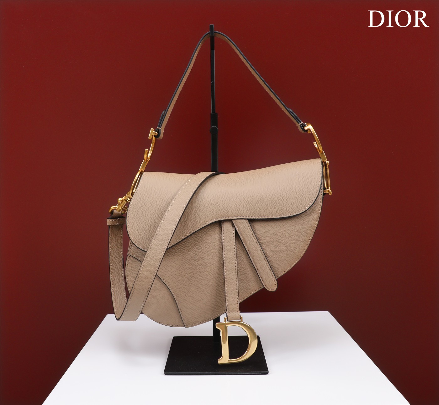 Bagsaaa D10r Saddle Bag with Strap Nude Grained Calfskin - 25.5 x 20 x 6.5 cm