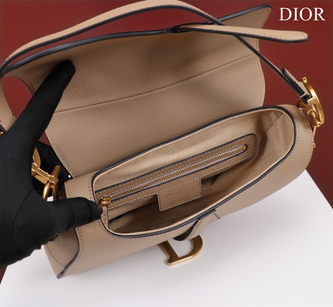 Bagsaaa D10r Saddle Bag with Strap Nude Grained Calfskin - 25.5 x 20 x 6.5 cm