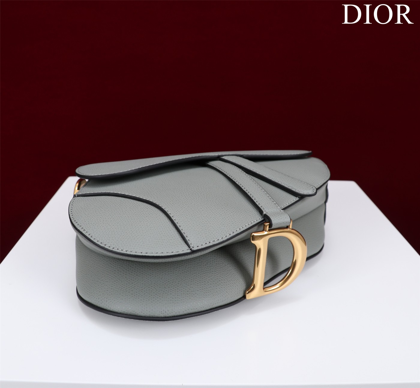 Bagsaaa D10r Saddle Bag with Strap Gray Grained Calfskin - 25.5 x 20 x 6.5 cm