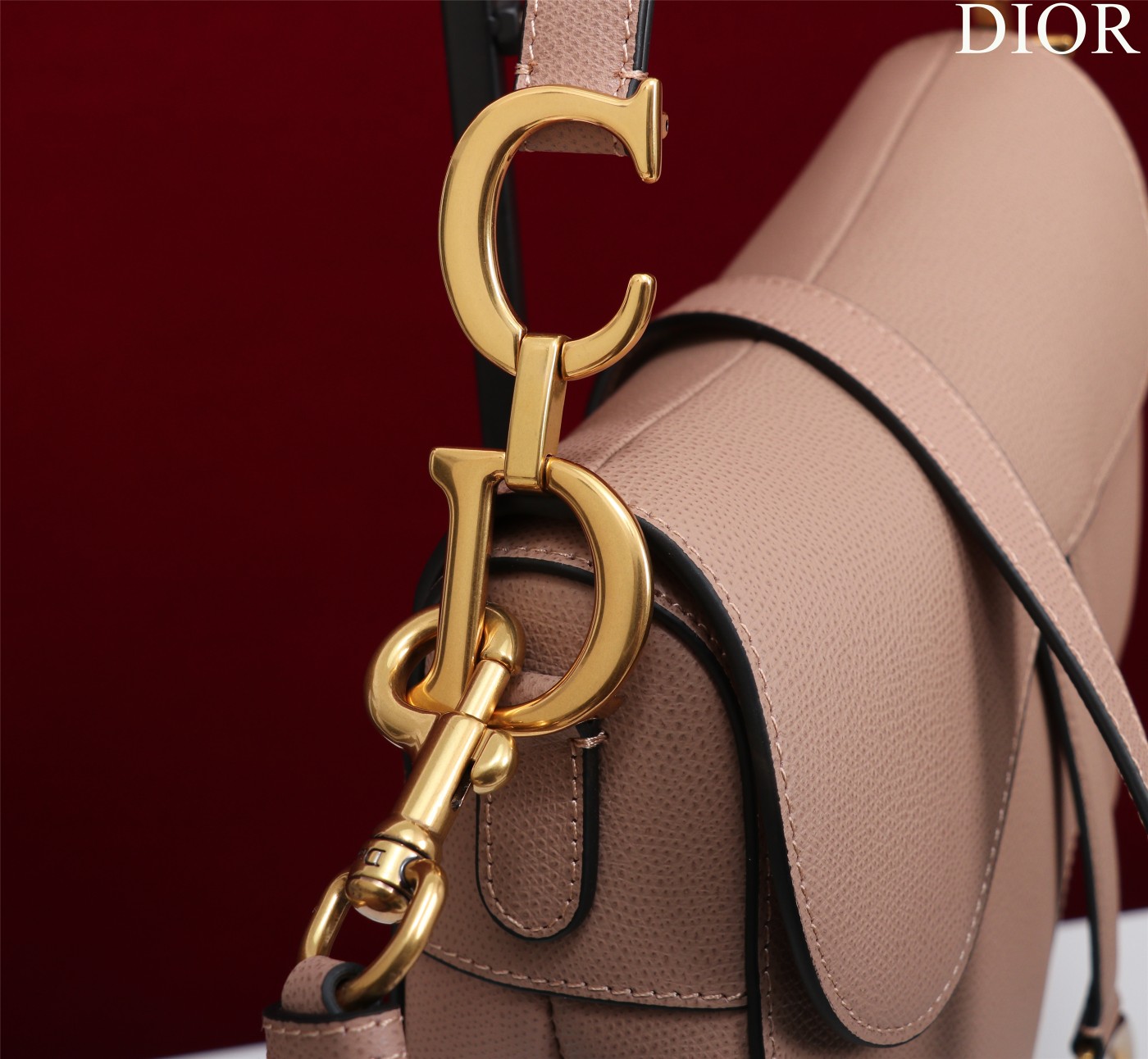 Bagsaaa D10r Saddle Bag with Strap Powder Pink Grained Calfskin - 25.5 x 20 x 6.5 cm