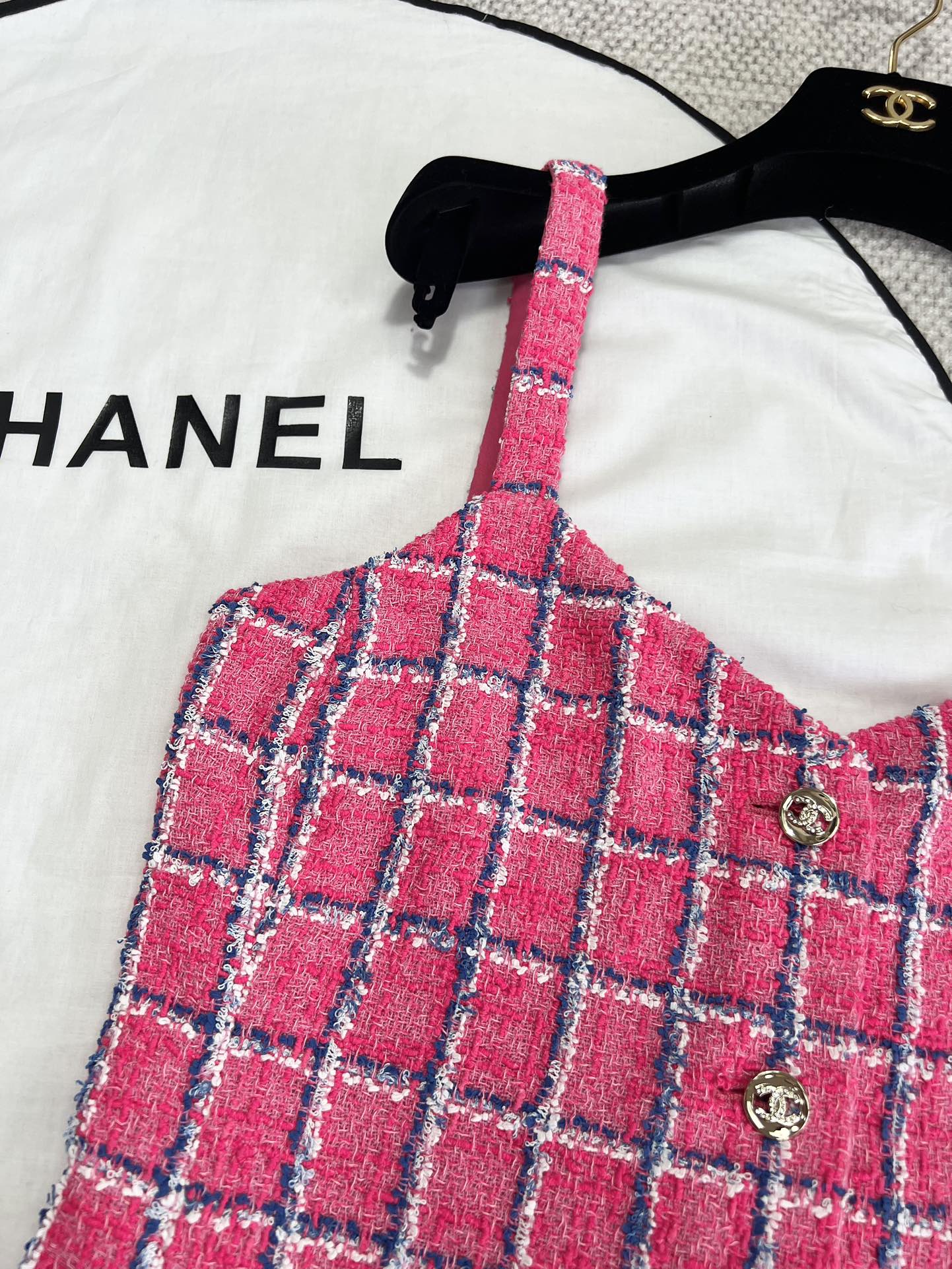 Bagsaaa Ch**el Dress Pink Tweed P76664