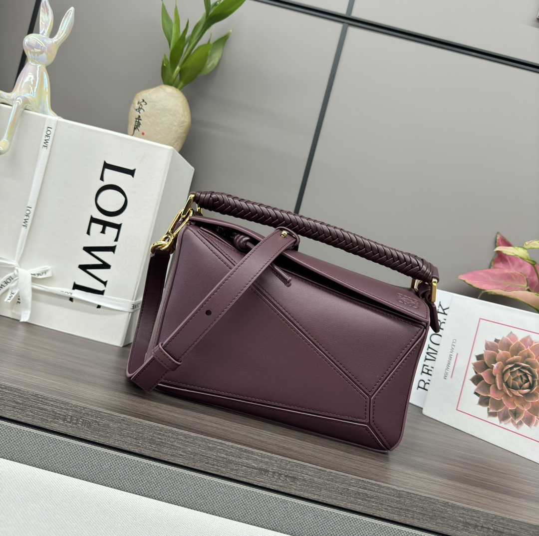 Bagsaaa L0ew* Small Puzzle bag in mellow calfskin dark burgundy - 24*10.5*16 cm