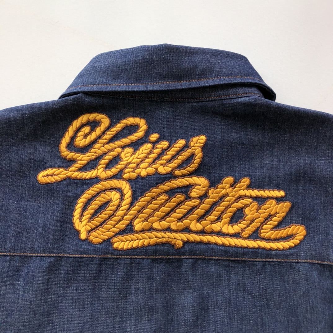 Bagsaaa LV Short-Sleeved Cotton Chambray Shirt