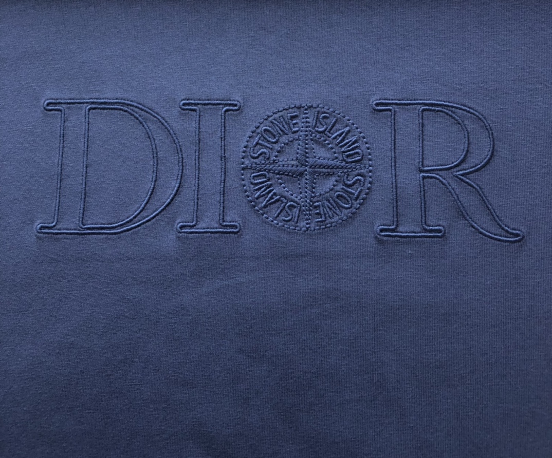 Bagsaaa D10r And Stone Island T-Shirt Oversized Fit Blue Cotton Jersey