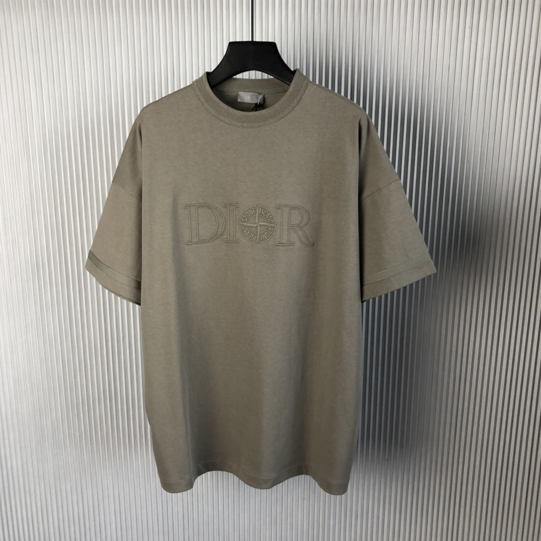 Bagsaaa D10r And Stone Island T-Shirt Oversized Fit Gray Cotton Jersey