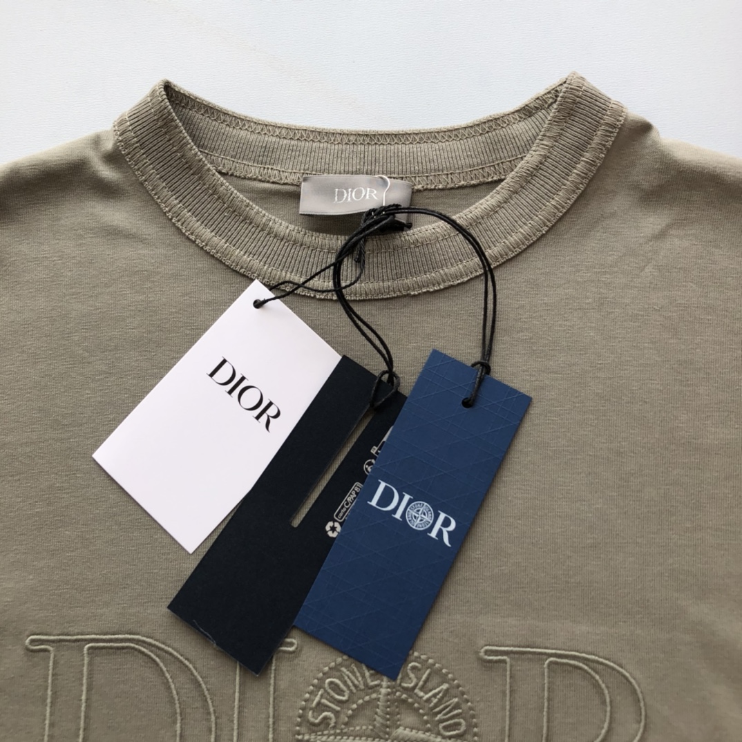 Bagsaaa D10r And Stone Island T-Shirt Oversized Fit Gray Cotton Jersey