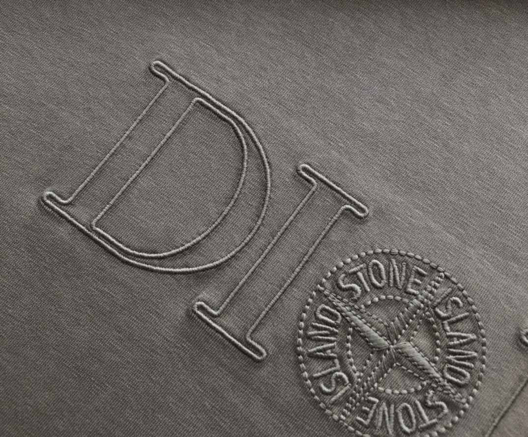 Bagsaaa D10r And Stone Island T-Shirt Oversized Fit Gray Cotton Jersey