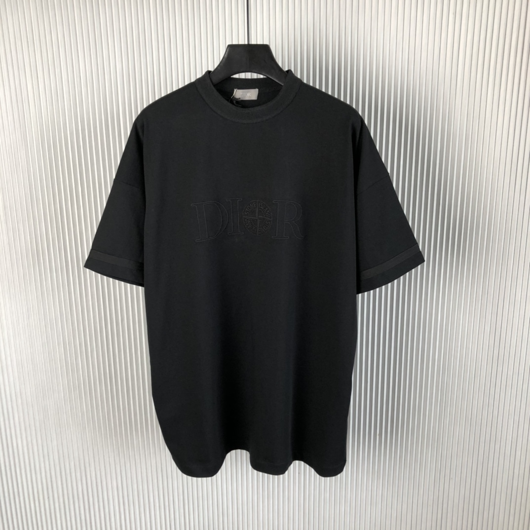 Bagsaaa D10r And Stone Island T-Shirt Oversized Fit Black Cotton Jersey