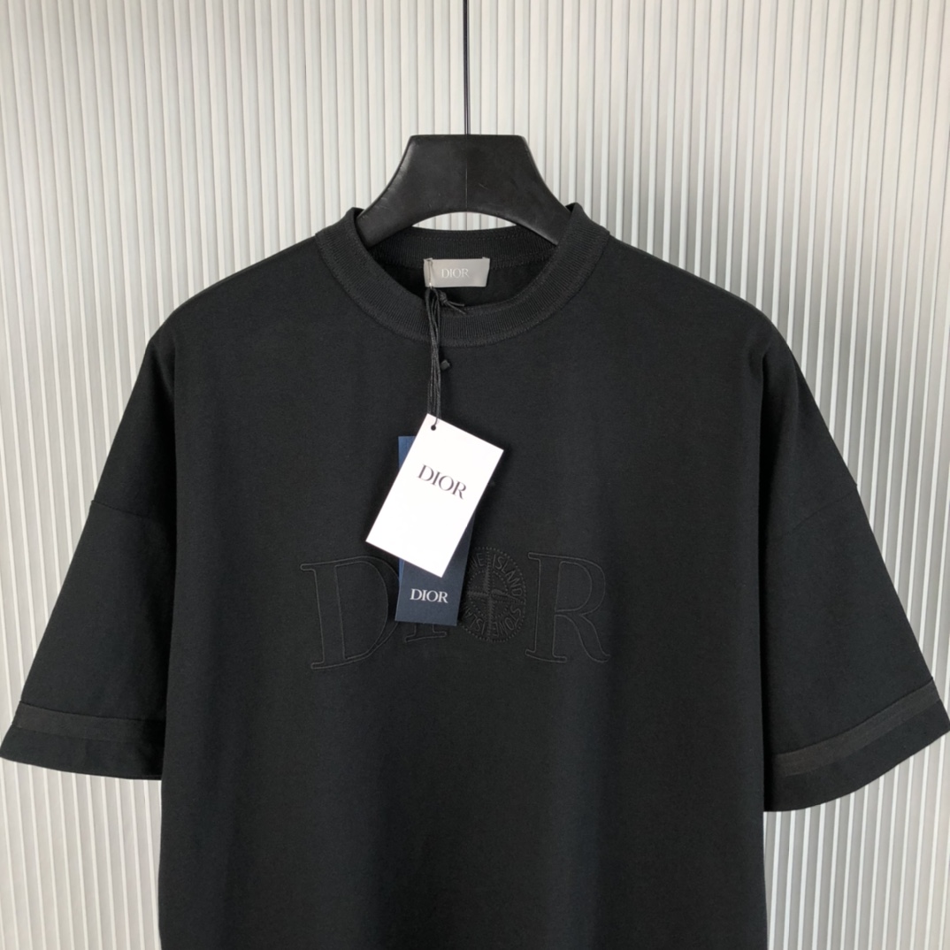 Bagsaaa D10r And Stone Island T-Shirt Oversized Fit Black Cotton Jersey