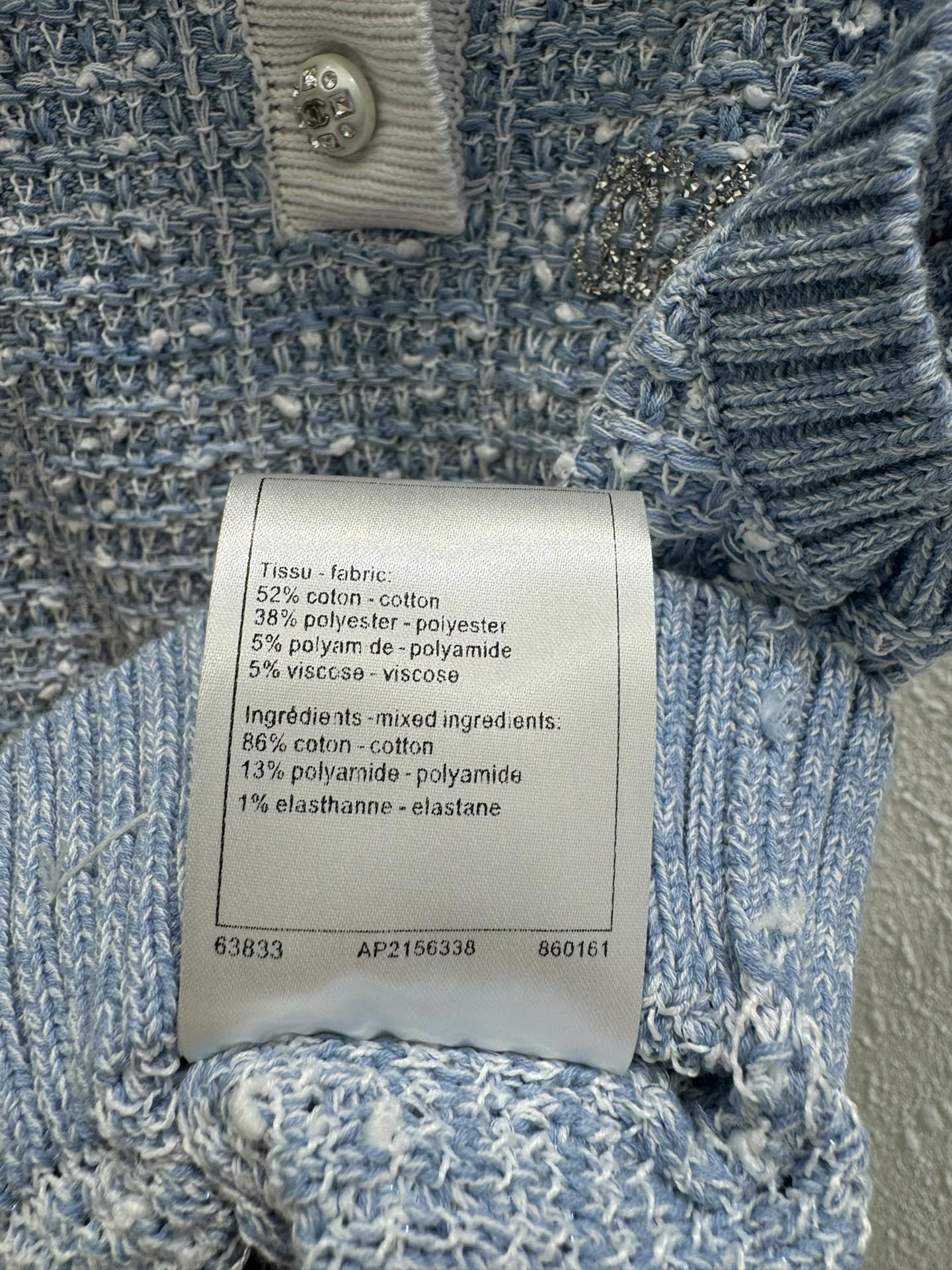 Bagsaaa Ch**el Blue Tweed Top