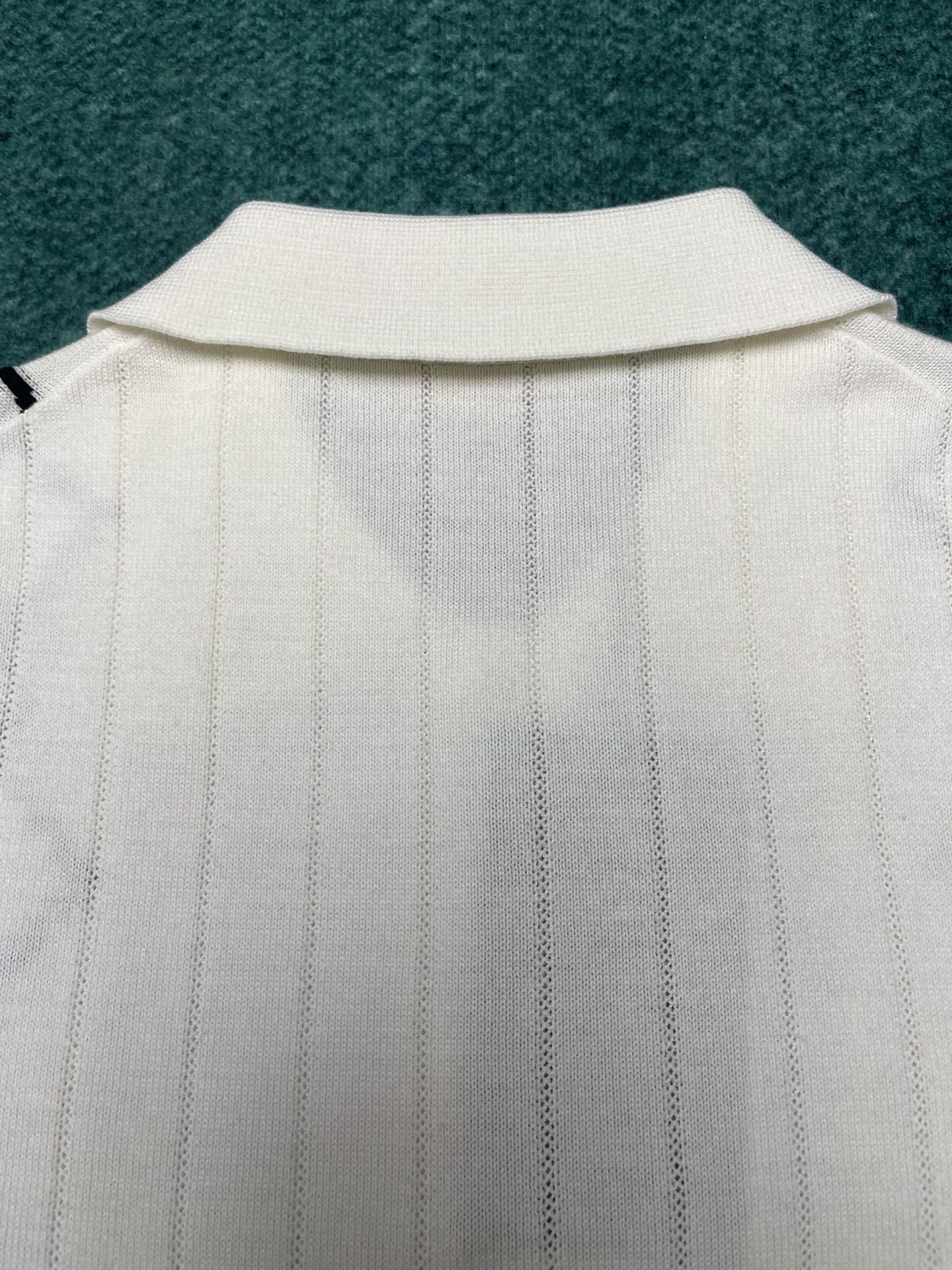 Bagsaaa Gvc*1 Cotton Knit Polo Top With GG Intarsia White