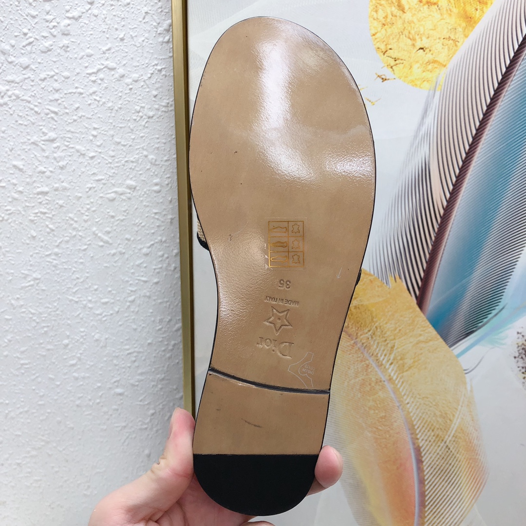 Bagsaaa D10riviera Dway Slide Natural Raffia and Black Embroidered Cotton