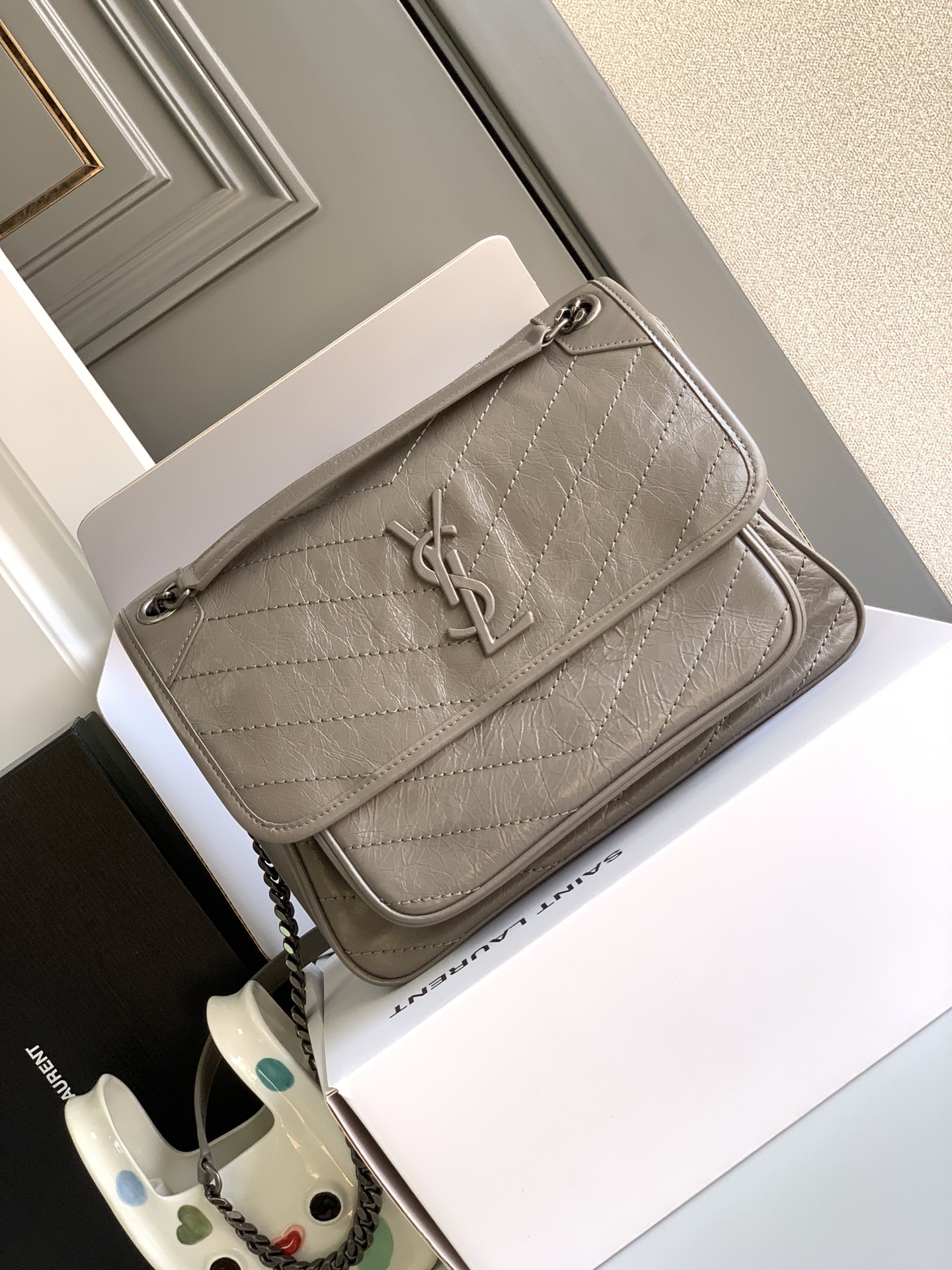 Bagsaaa Y51 Niki Shoulder Bag Gray - 28x20.5x8.5cm