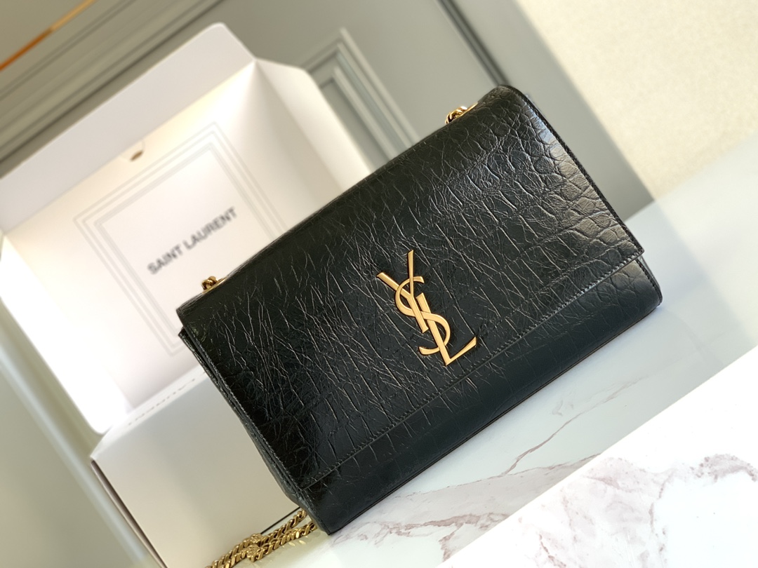 Bagsaaa Y51 Reversible Kate Kate In Crocodile-Embossed Leather 553804 Black - 28.5x20x6cm