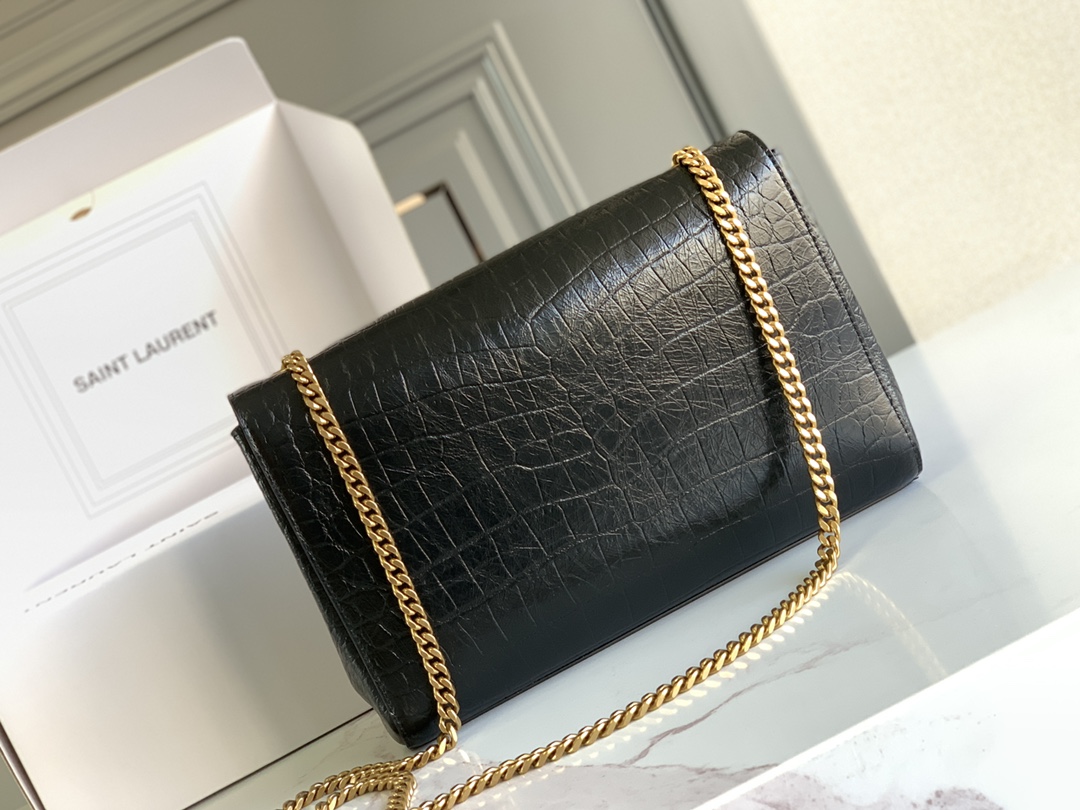 Bagsaaa Y51 Reversible Kate Kate In Crocodile-Embossed Leather 553804 Black - 28.5x20x6cm