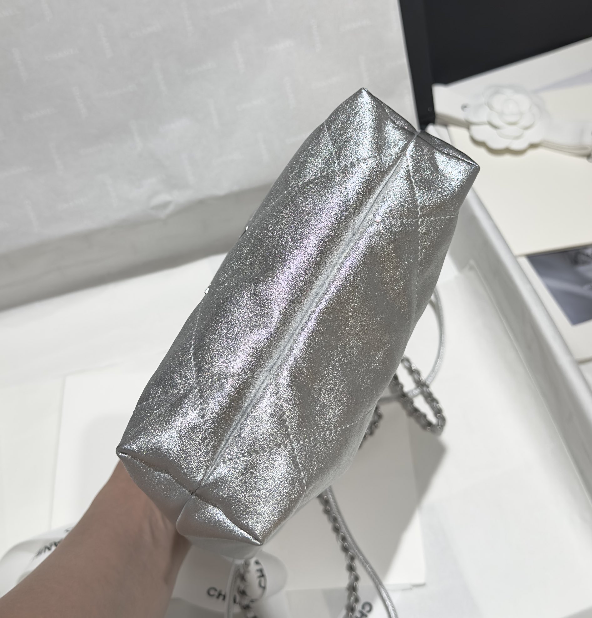 Bagsaaa Ch**el 22 Mini Handbag Silver - 19x20x6cm