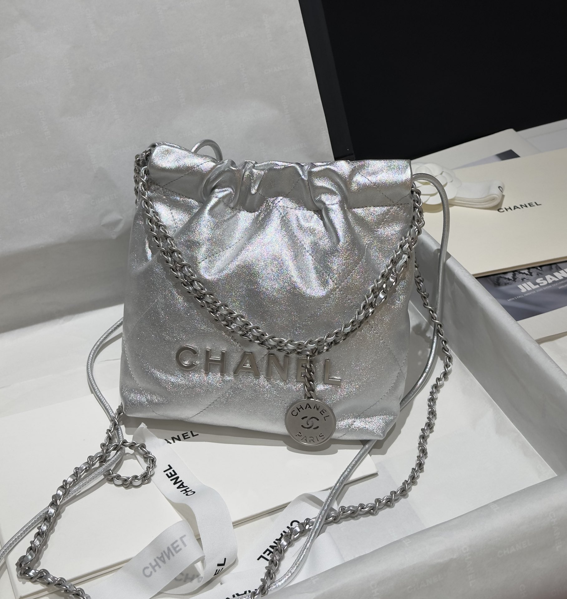 Bagsaaa Ch**el 22 Mini Handbag Silver - 19x20x6cm