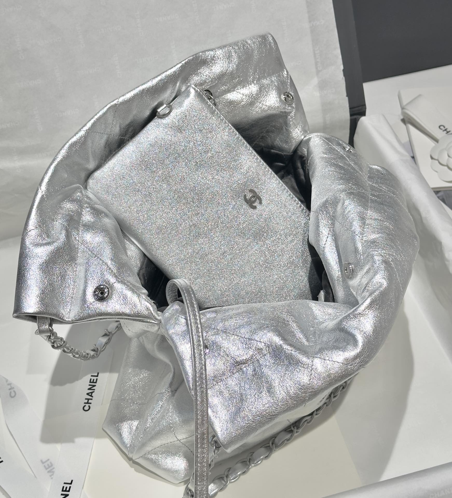 Bagsaaa Ch**el 22 Handbag Silver