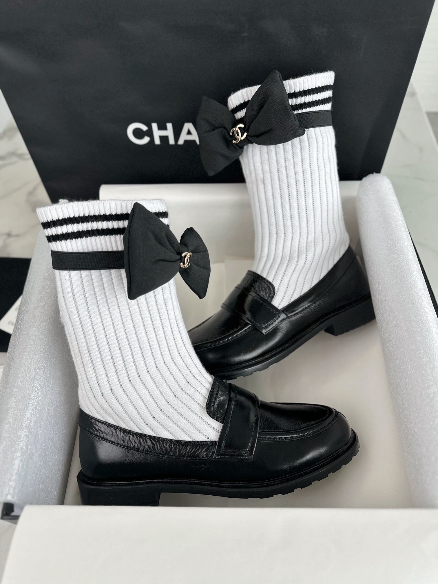 Bagsaaa Ch**el Boots With Black Socks