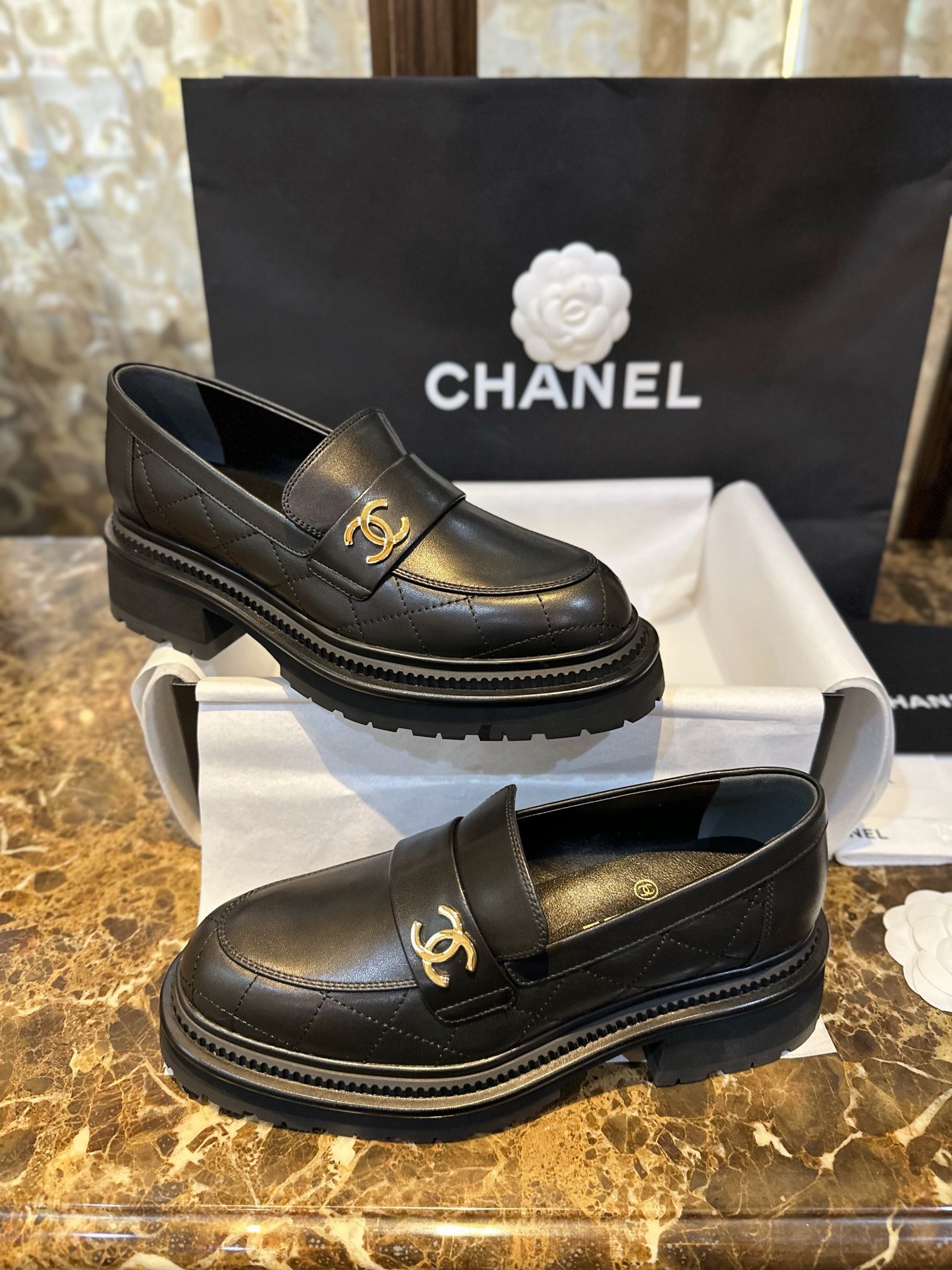 Bagsaaa Ch**el Moccasins Black Shoes 01