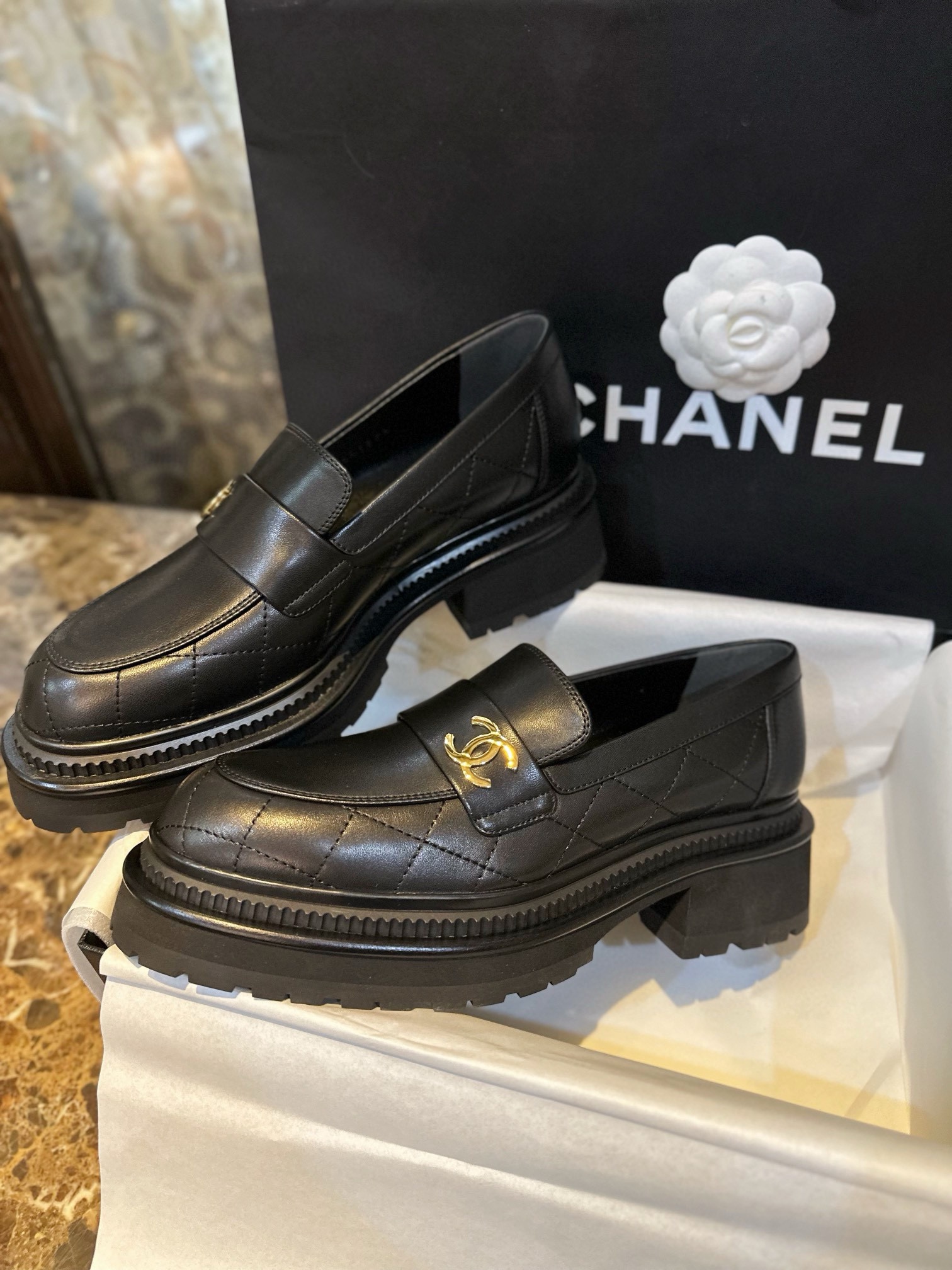 Bagsaaa Ch**el Moccasins Black Shoes 01