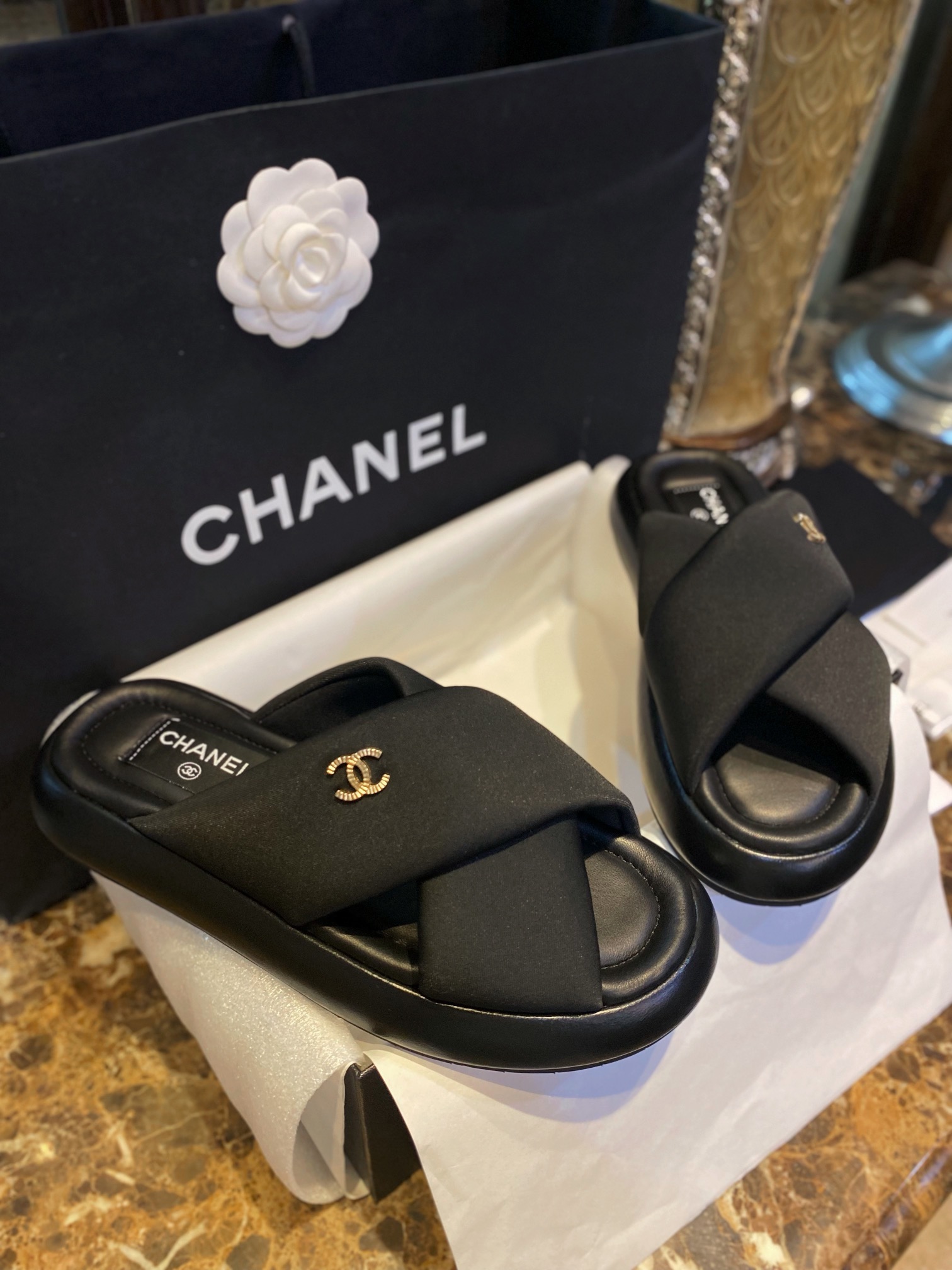 Bagsaaa Ch**el Black Sandals 01