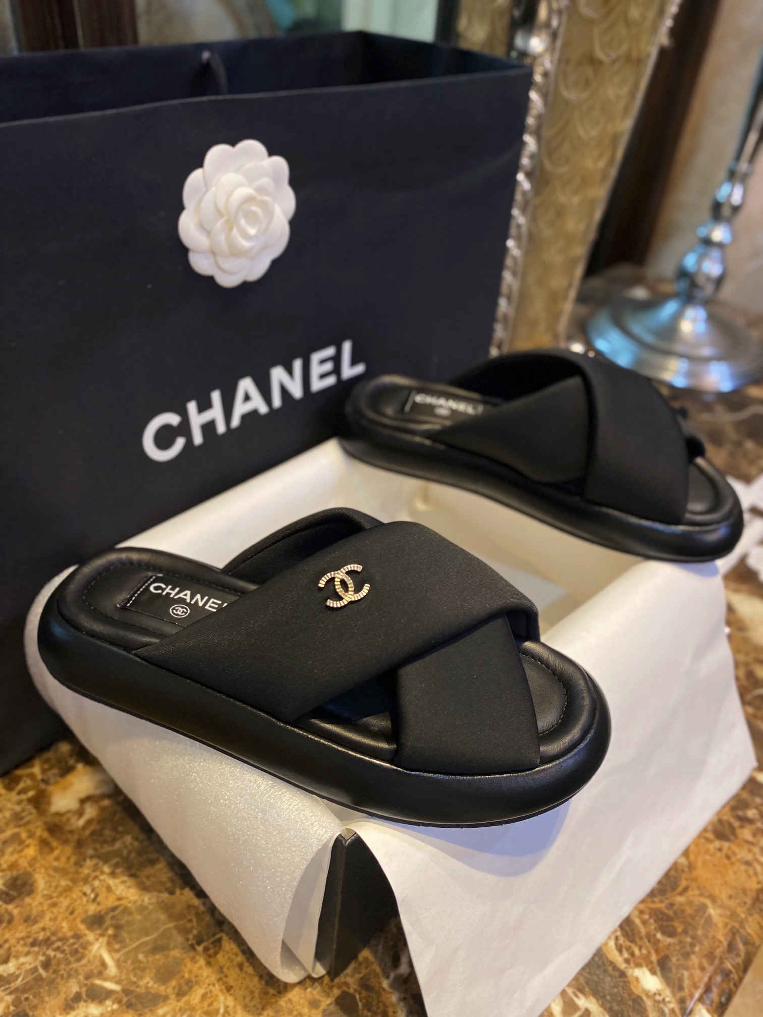 Bagsaaa Ch**el Black Sandals 01