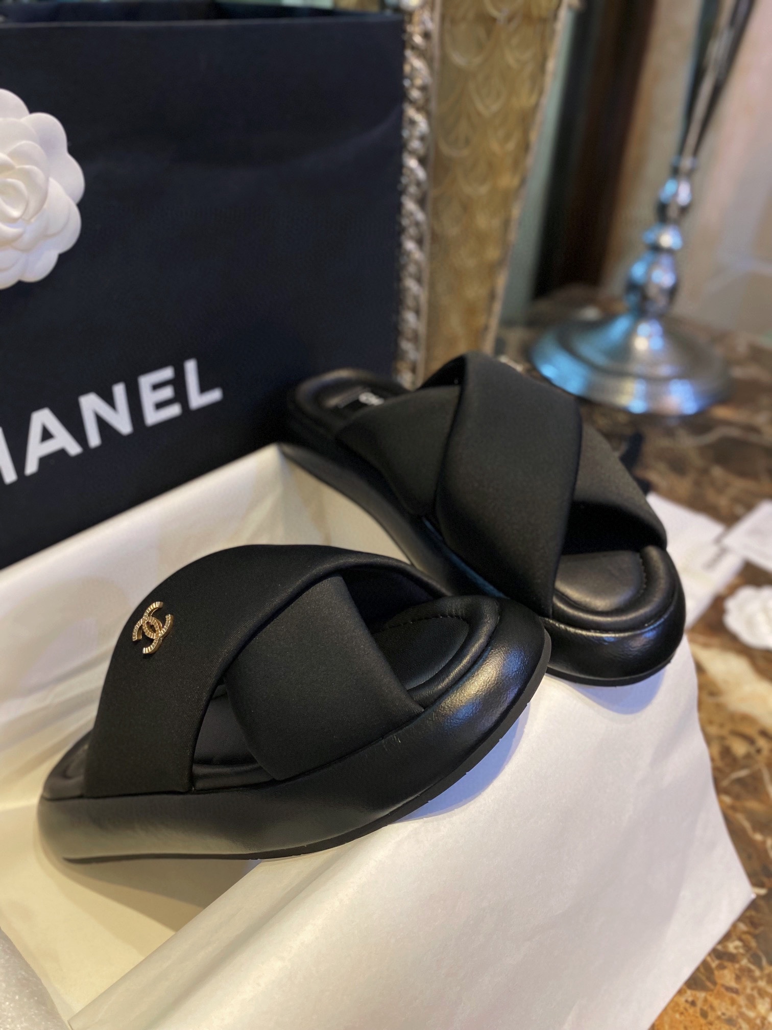 Bagsaaa Ch**el Black Sandals 01