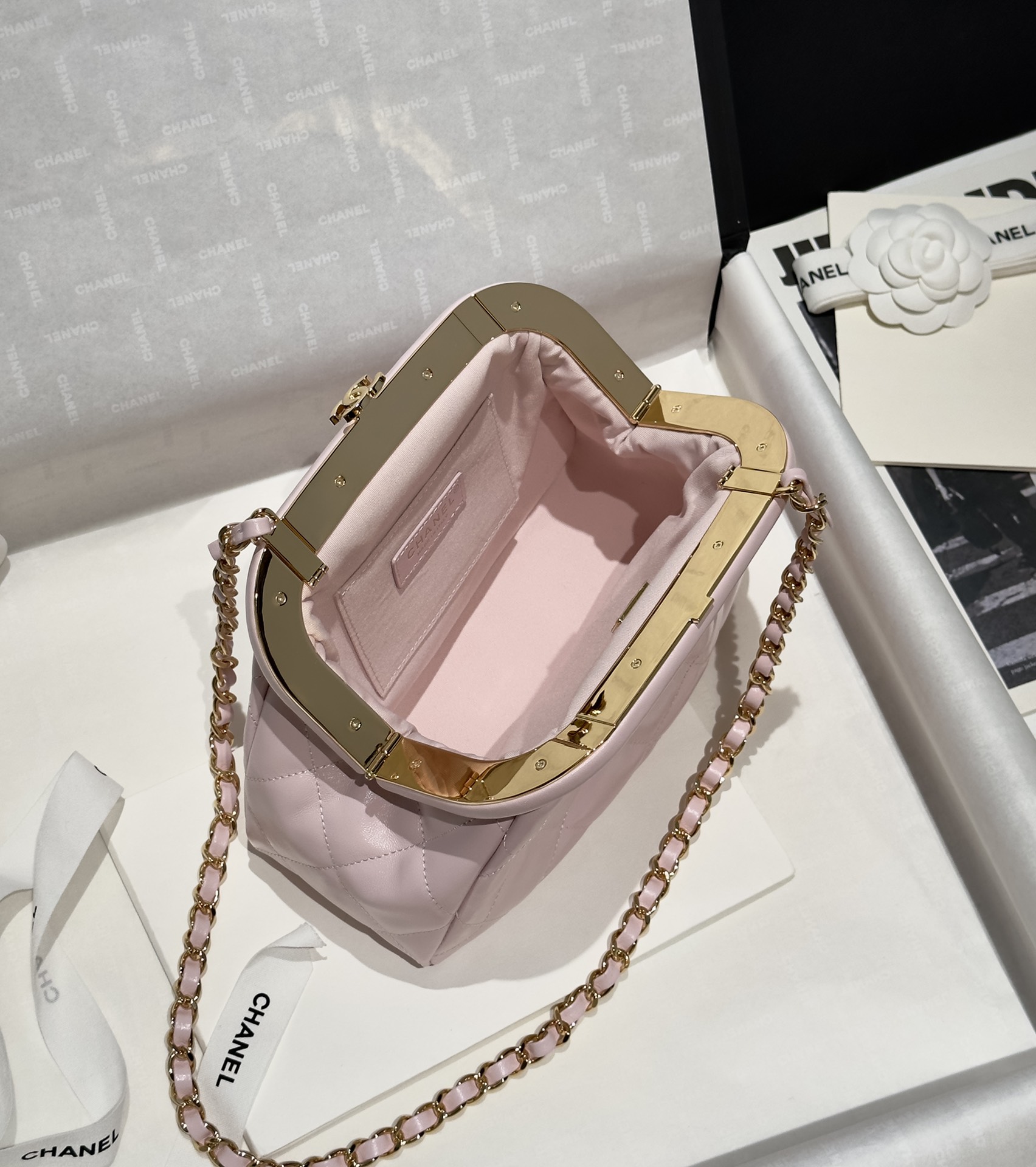 Bagsaaa Ch**el Clutch Lambskin Light Pink AS4717 - 16 × 24 × 8 cm