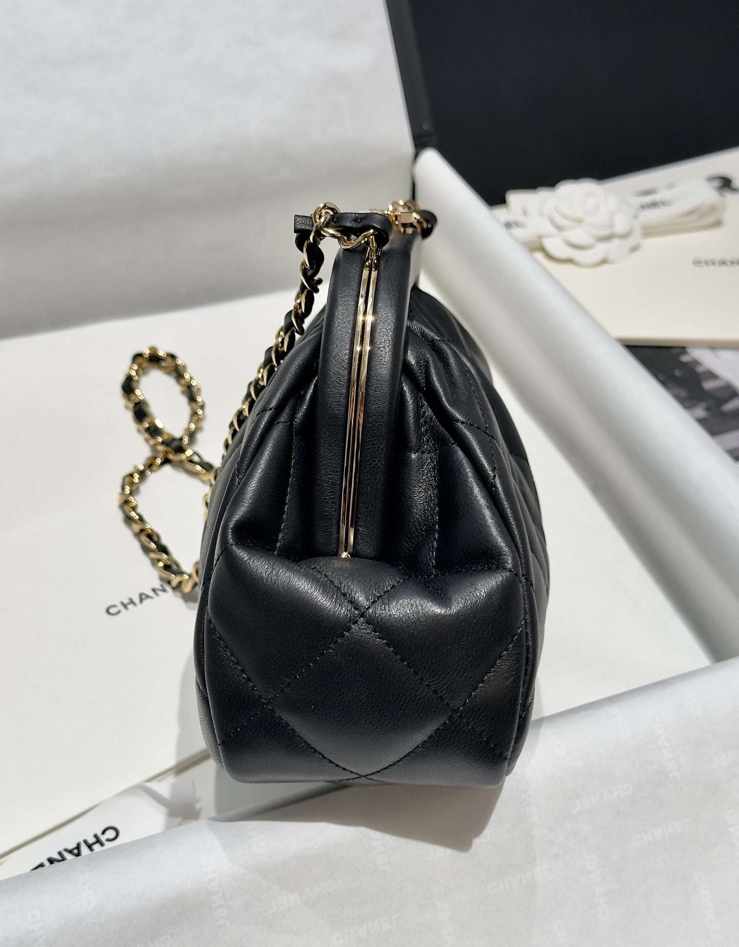 Bagsaaa Ch**el Clutch Lambskin Black AS4717 - 16 × 24 × 8 cm