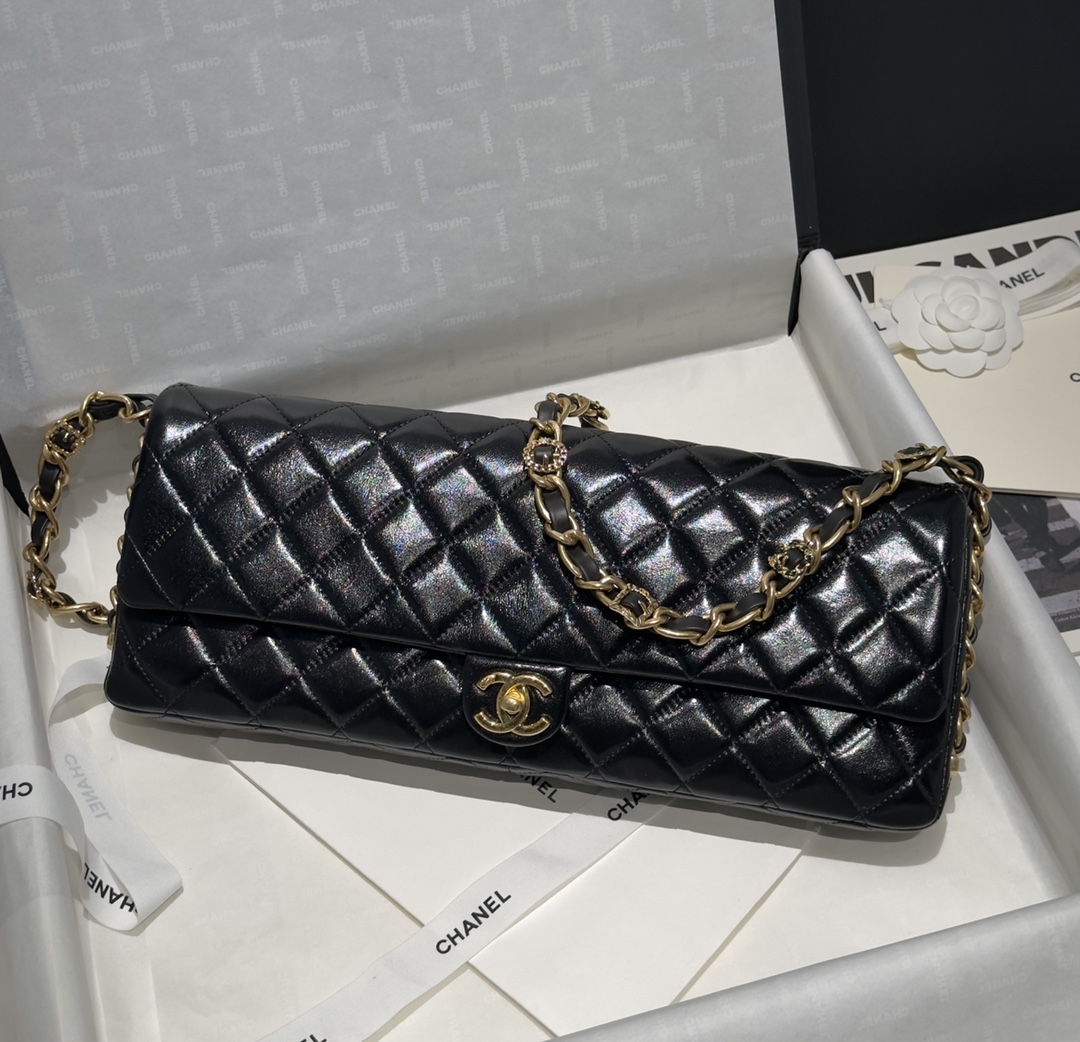 Bagsaaa Ch**el Maxi Clutch Bag Black AS5006 - 18 × 38 × 4 cm