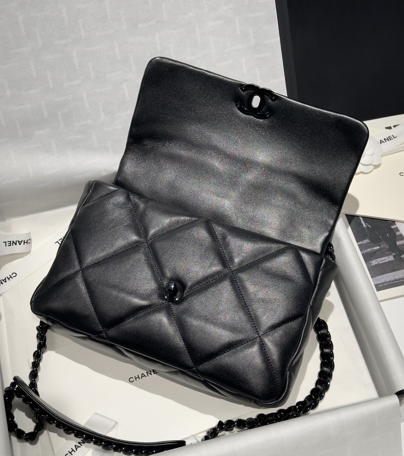 Bagsaaa Ch**el 19 Bag Full Black - 16x26x9cm
