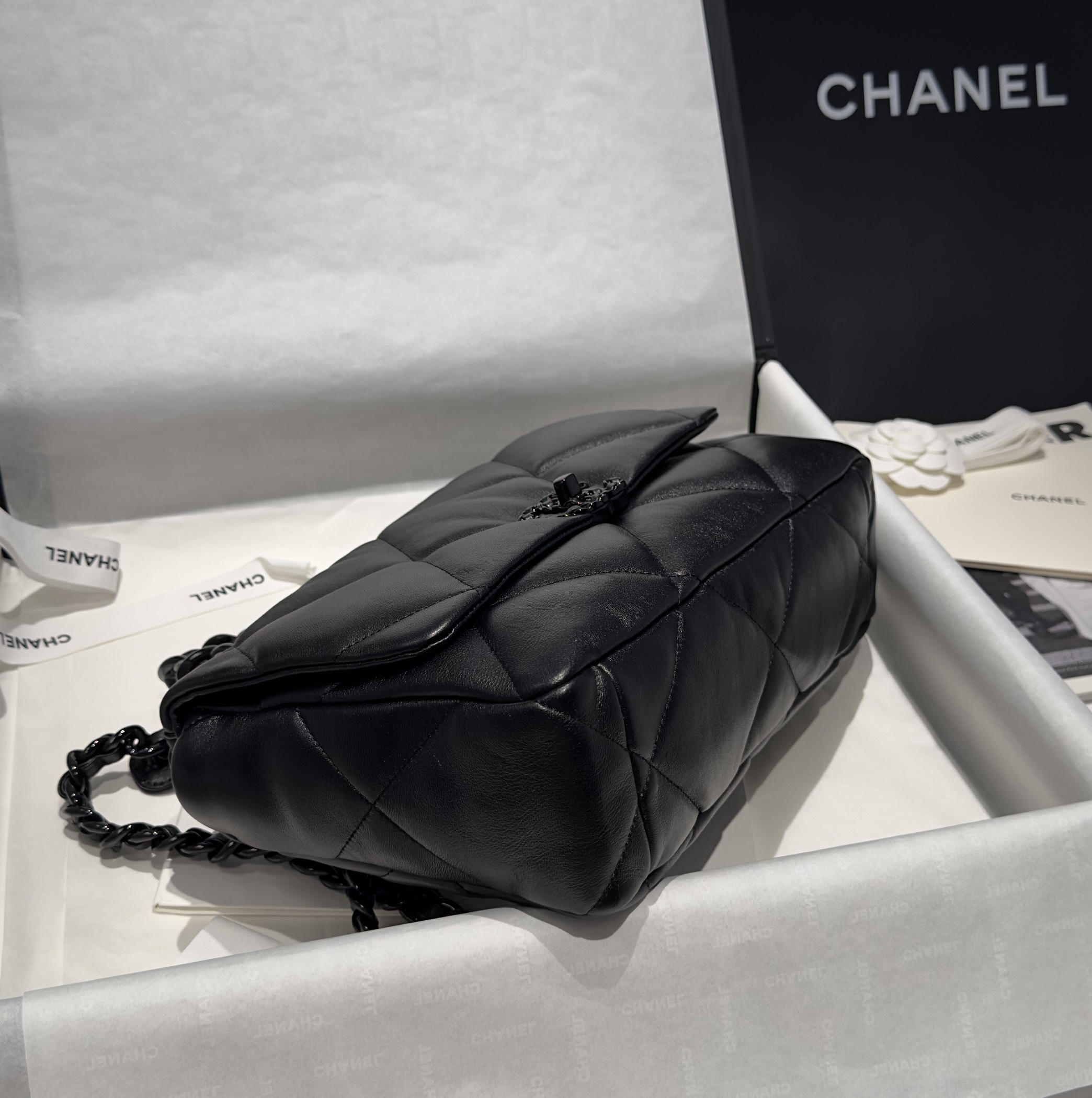 Bagsaaa Ch**el 19 Bag Full Black - 16x26x9cm