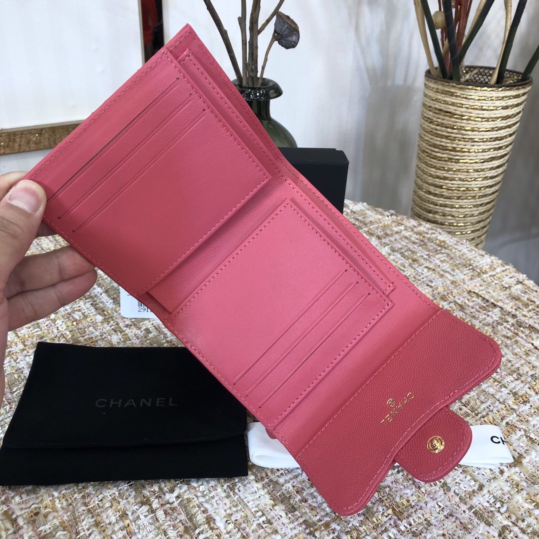 Bagsaaa Ch**el Fuchisa Pink Caviar Wallet - 11x10cm