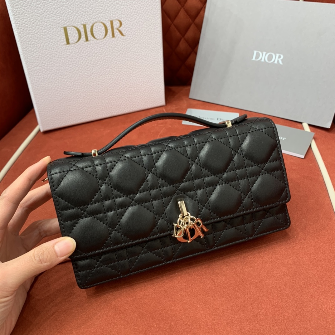 Bagsaaa My D10r Mini Bag Black Cannage Lambskin - 21 x 11.5 x 4.5 cm