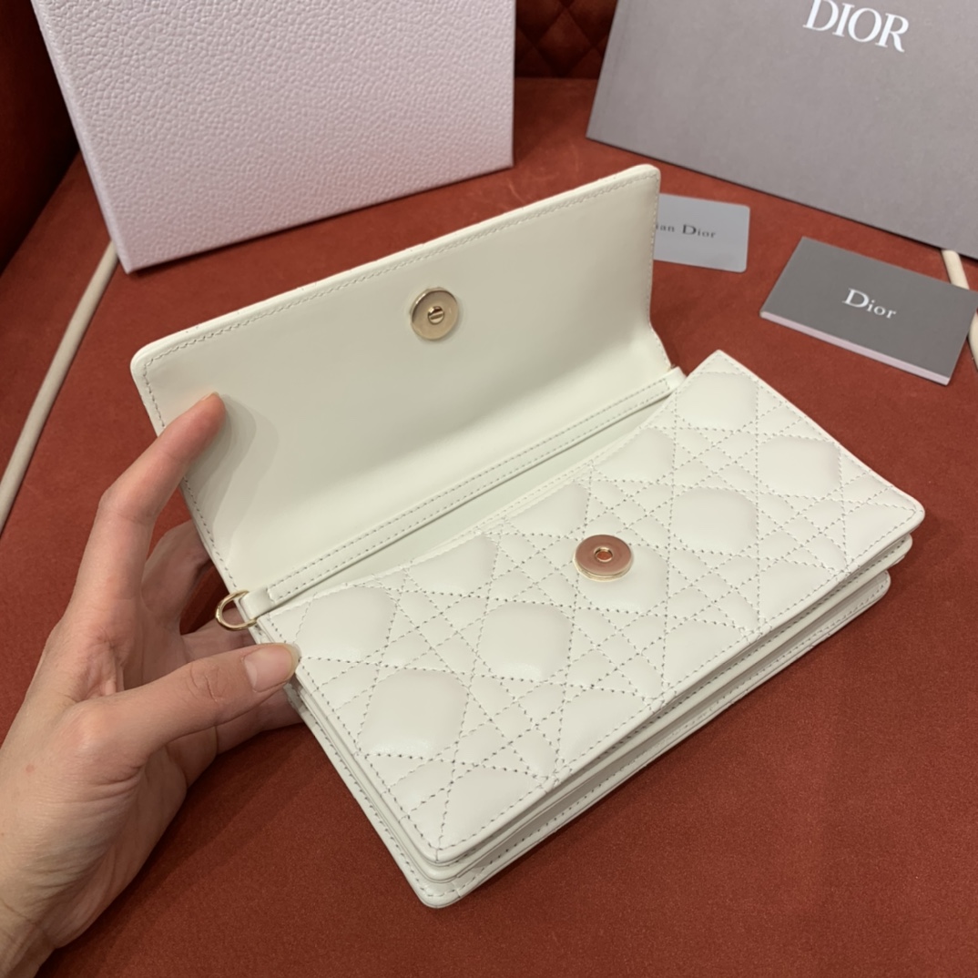 Bagsaaa My D10r Mini Bag White Cannage Lambskin - 21 x 11.5 x 4.5 cm