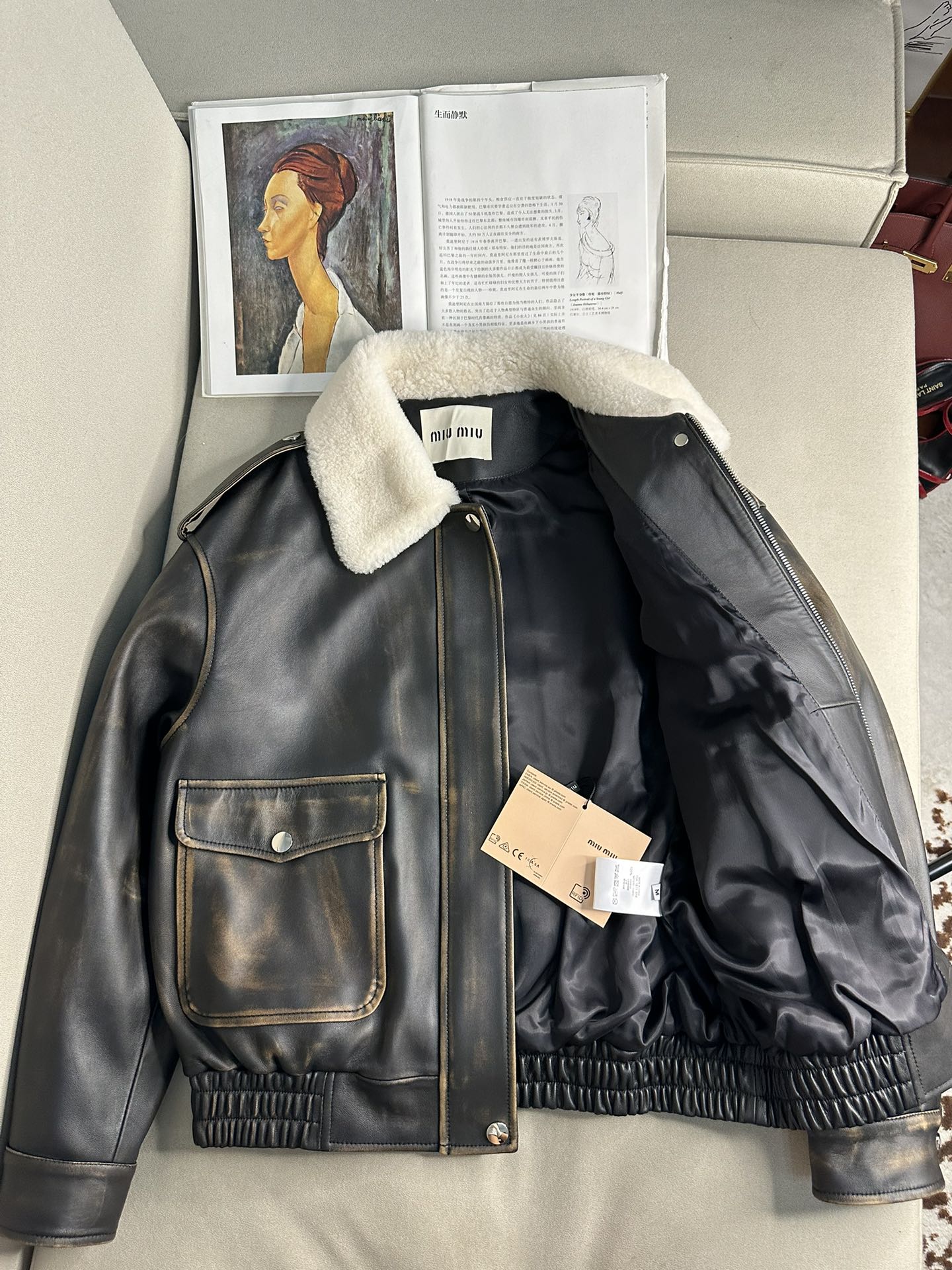 Bagsaaa M1um1u Leather Jacket