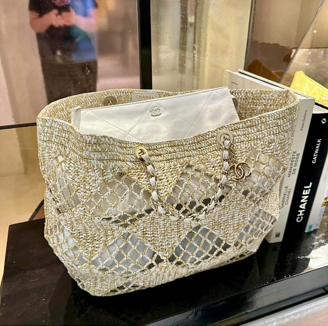 Bagsaaa Ch**el Maxi Shopping Bag Beige AS4576 - 34,5 × 51 × 14,5 cm
