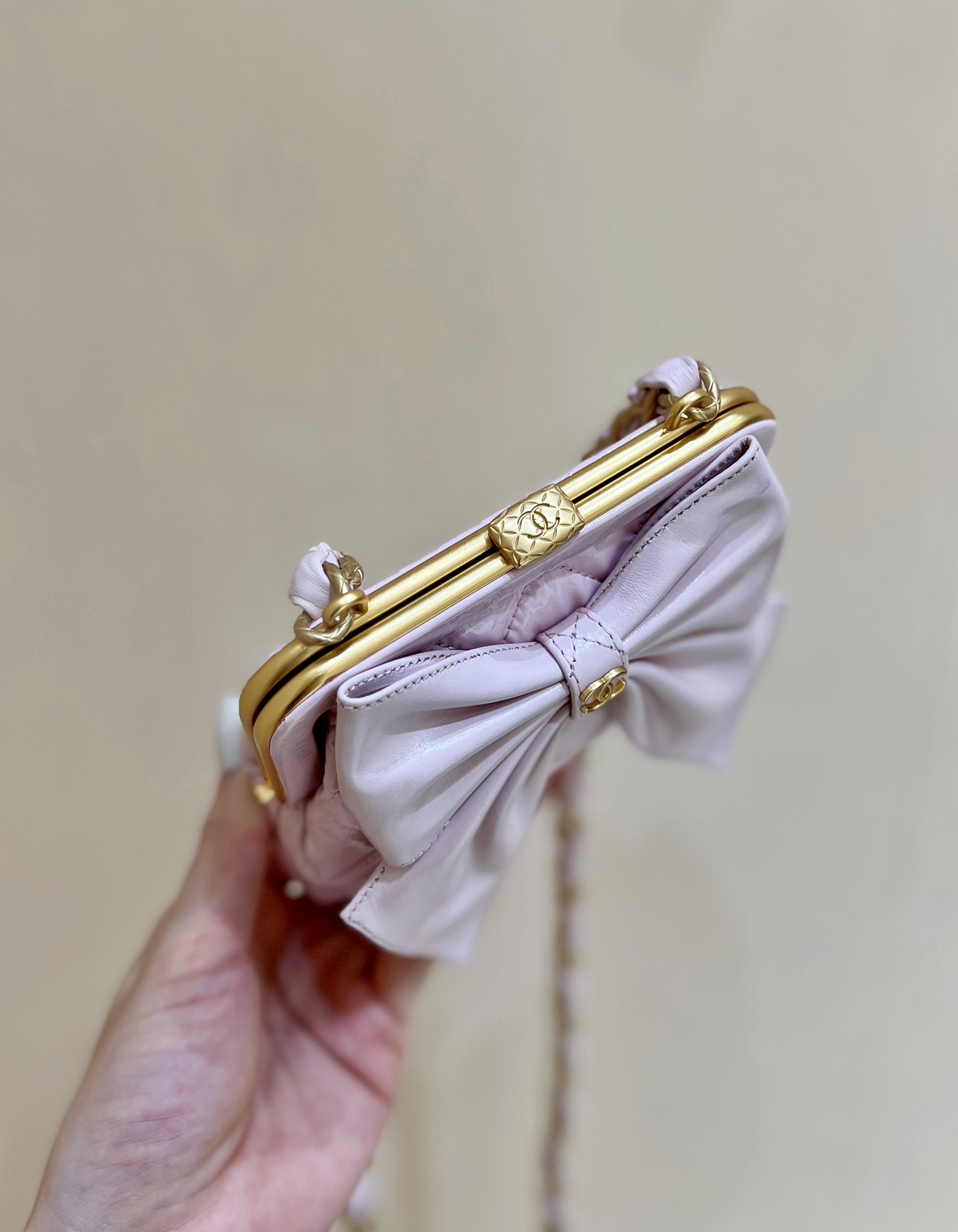 Bagsaaa Ch**el Clutch With Chain AP4028 Pink - 12 × 13 × 4 cm