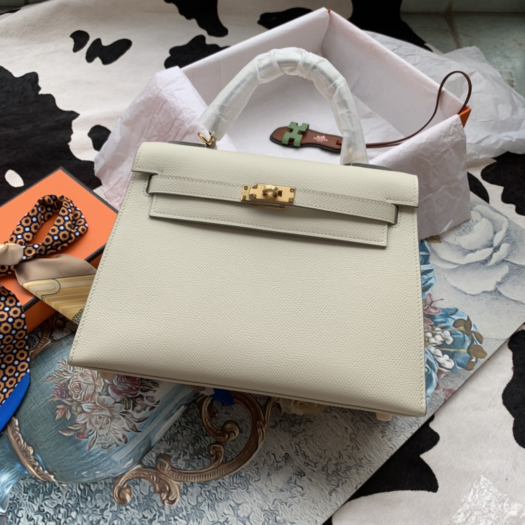 Bagsaaa H**me5 Kelly Epsom Off White & Gold Hardware - 25cm