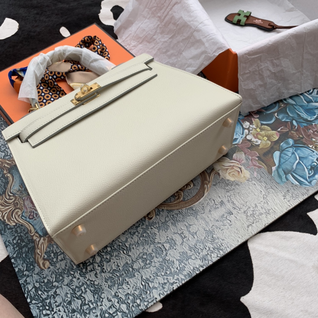 Bagsaaa H**me5 Kelly Epsom Off White & Gold Hardware - 25cm