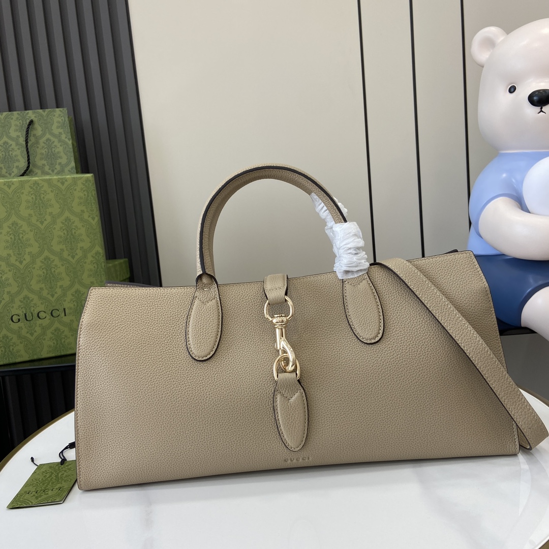 Bagsaaa Gvc*1 Medium Tote Bag With Hook Closure 795282 Beige - 40x30.5x19 cm